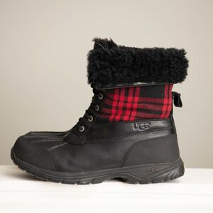 UGG Butte Buffalo Plaid Winter Boots Mens 12 Sheepskin Red CabinCore Rugged Warm